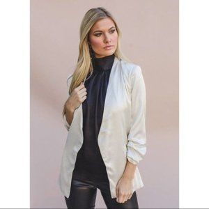 Bishop + Young Broughton  Ivory Satin Blazer Size Medium